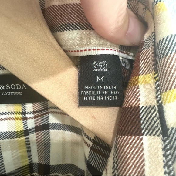 Scotch & Soda Men's Medium Regular Fit Long Sleeve Shirt in Worker Style Plaid - Picture 6 of 11
